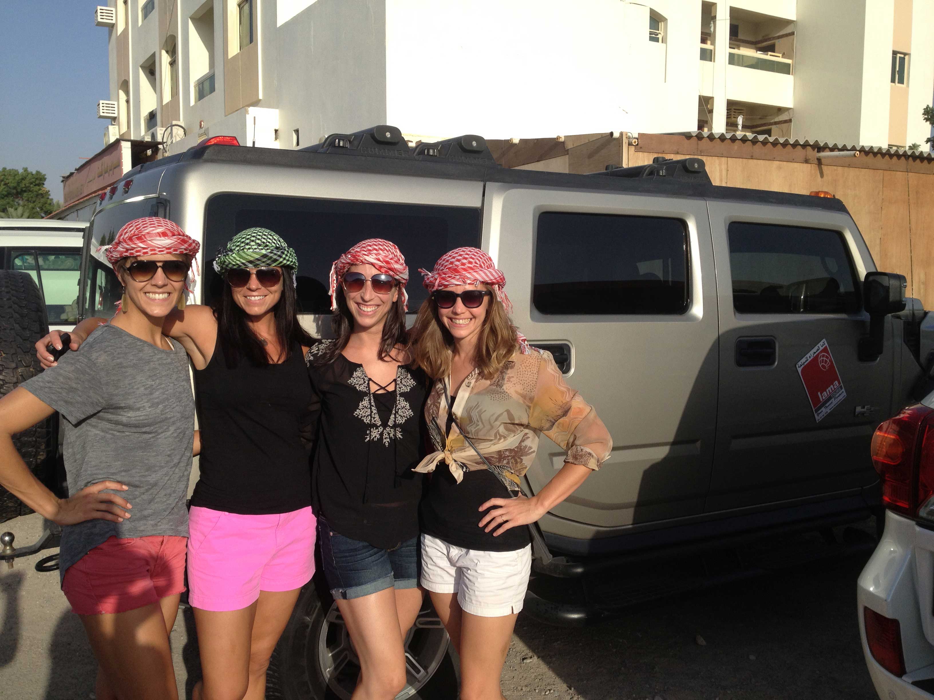 Desert Safari Ride in Dubai - Nora Hickman, Melissa Matich, Erin Bellis and Neva Cockrell.