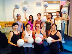 Kathryn & her bridal party at her bachelorette party at the barre!